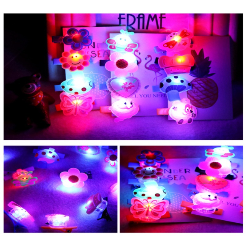 Kẹp Tóc Họa Tiết Hoạt Hình Có Đèn LED Phát Sáng Cho Bé