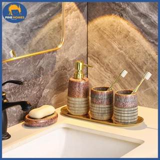   CÓ SẴN  Bộ Đồ Dùng Nhà Tắm Gốm Sứ Hoạ Tiết Thổ Cẩm 