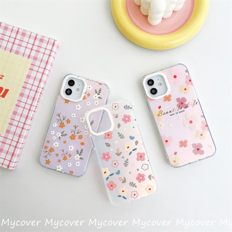 Ốp Điện Thoại Silicon Mềm Họa Tiết Hoa Màu Gradient Cho iPhone 14 13 12 11 Pro Max X XR Xs Max 6 7 8 Plus