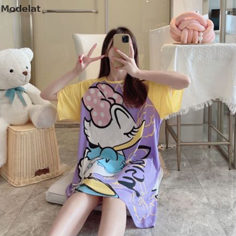 Đồ ngủ Ngắn Tay Dáng Rộng In Hoạt Hình Thời Trang Mùa Hè Dành Cho Nữ