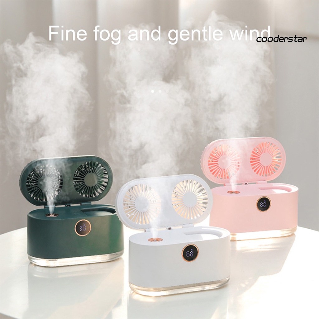 Quạt Làm Mát Phun Sương 2000mAh Hai Đầu 3 Tốc Độ Yên Tĩnh Có Thể Sạc Lại