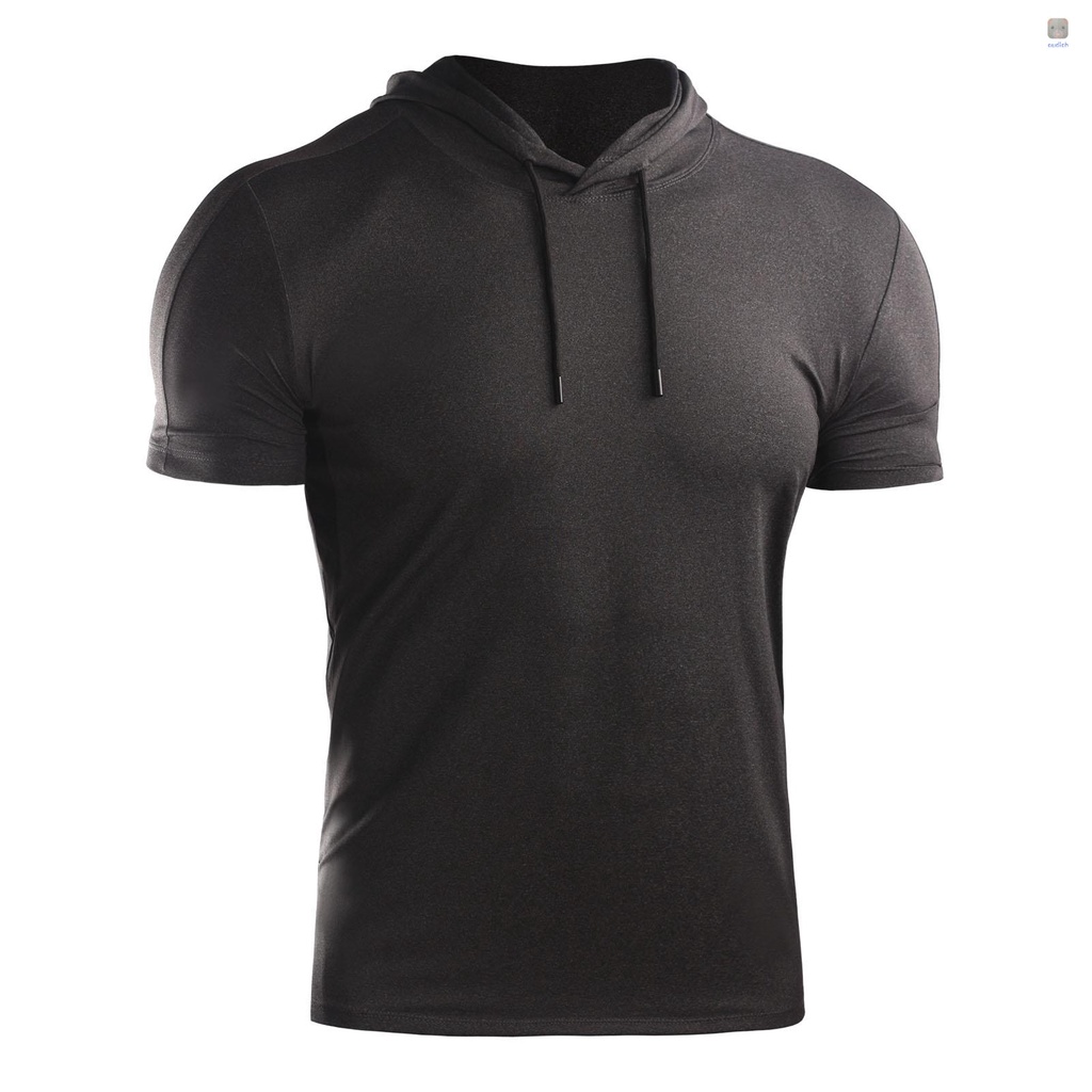 Bộ 3 Áo Thun Thể Thao Tay Ngắn Có Mũ Trùm Và Dây Rút Thoáng Khí Mau Khô Màu Sắc Thời Trang Mù