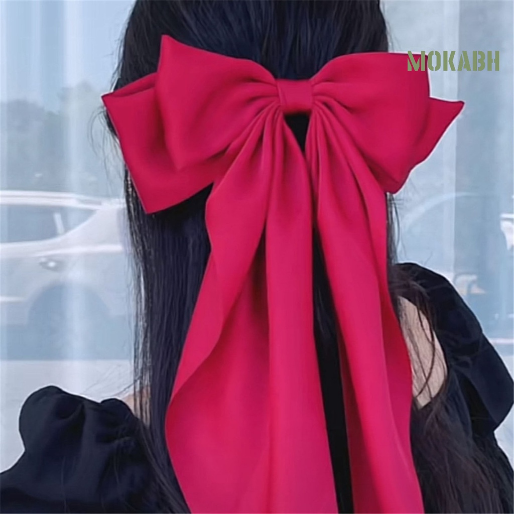 Kẹp Tóc Nơ Ruy Băng Bằng Vải Satin Co Giãn Tốt Phong Cách Hàn Quốc Cho Bé Gái