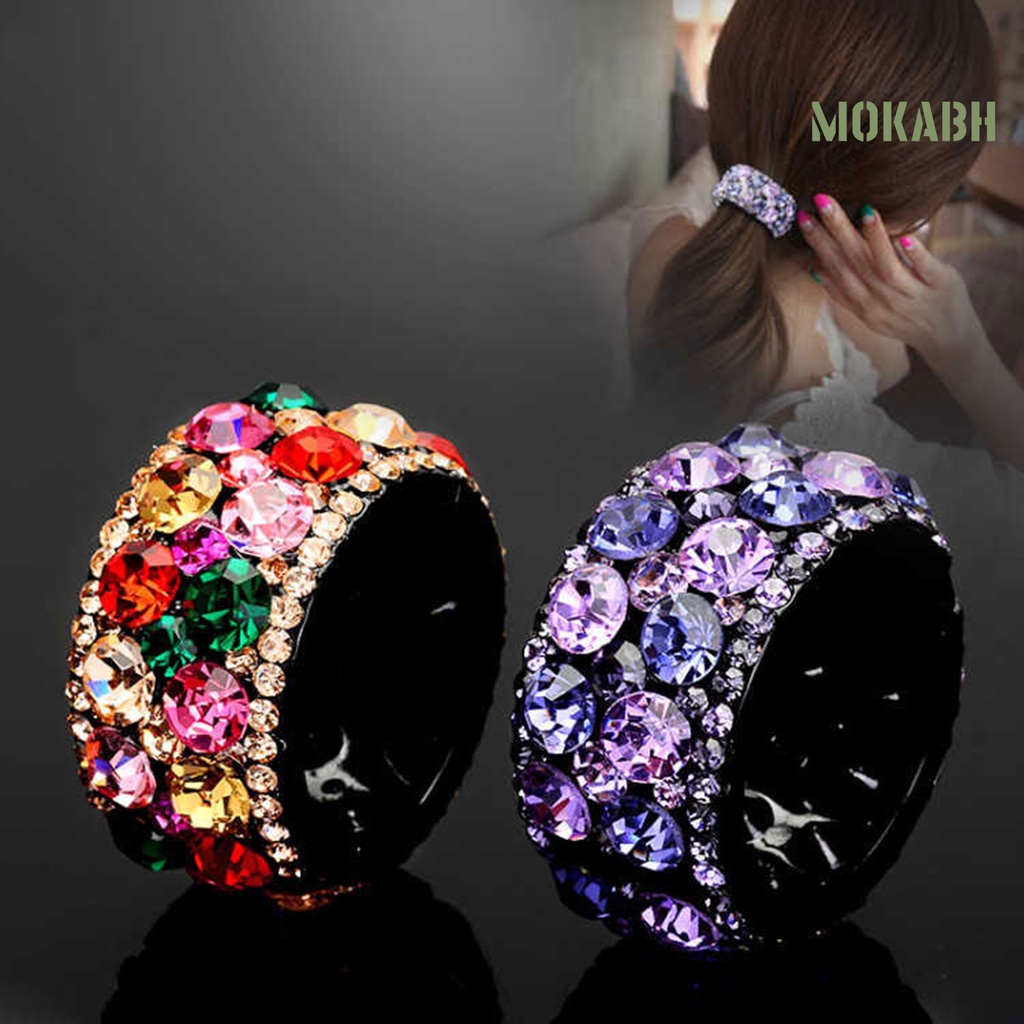 Kẹp Tóc Đuôi Ngựa Đính Đá Nhiều Màu Sắc Chống Trượt