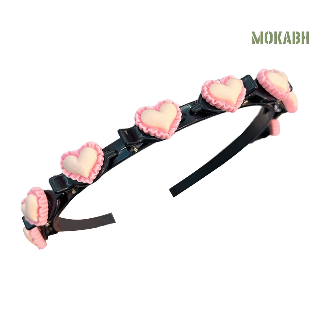 Băng đô cài tóc rửa mặt Co Giãn Chống Trượt Họa Tiết Trái Tim Màu Sắc Tương Phản Thời Trang Cho Nữ