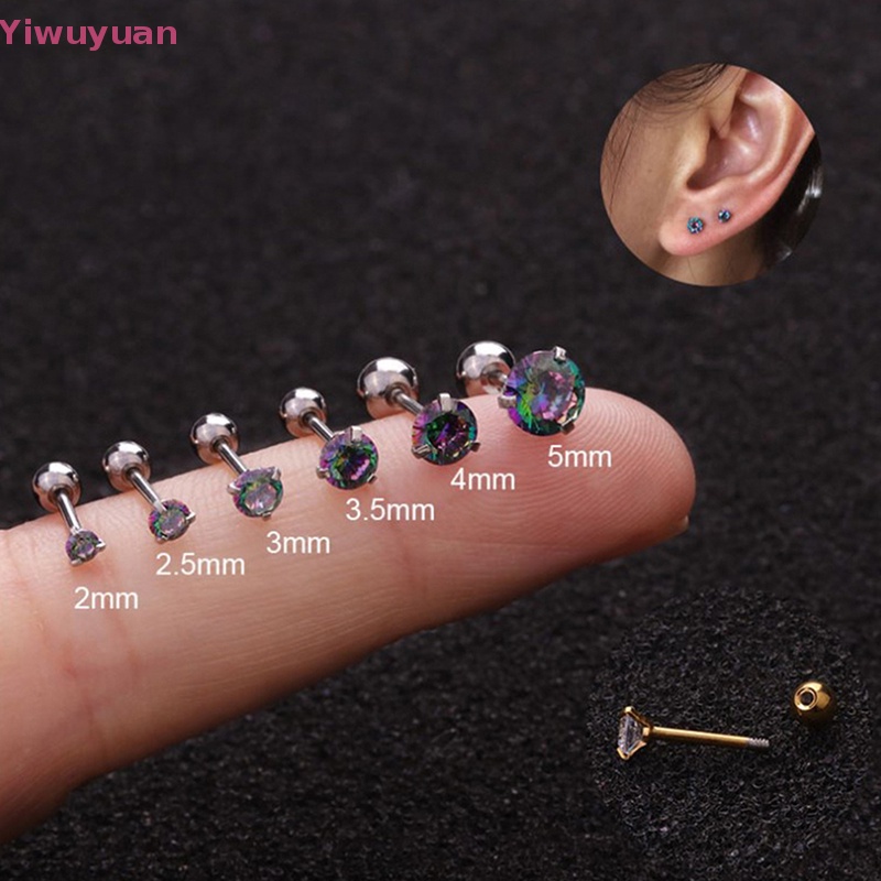 1 Khuyên Tai Xoắn Ốc Đính Đá Zircon Nhiều Màu Mới