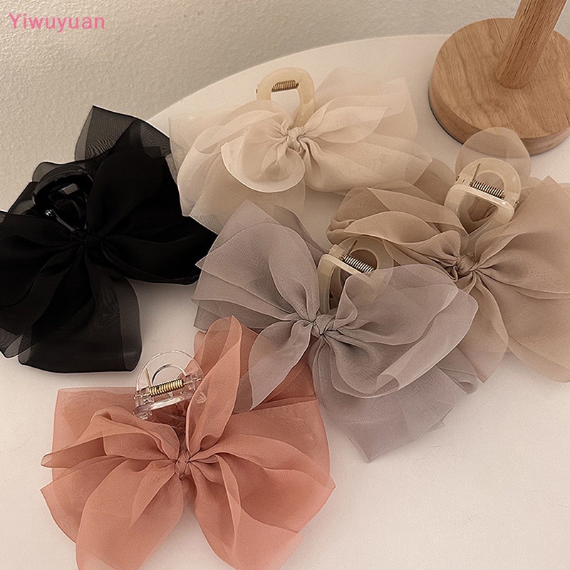 Kẹp Tóc Dạng Nơ Lưới Kiểu Dáng Thanh Lịch Dành Cho Nữ / Bé Gái / < Yiwuyuan > Kẹp Tóc Đuôi Ngựa