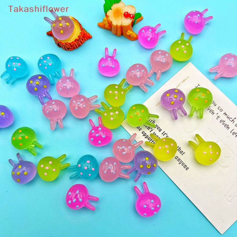 Set 5 Phụ Kiện Trang Trí Điện Thoại / Tủ Lạnh Hình Đầu Thỏ Màu Dạ Quang DIY