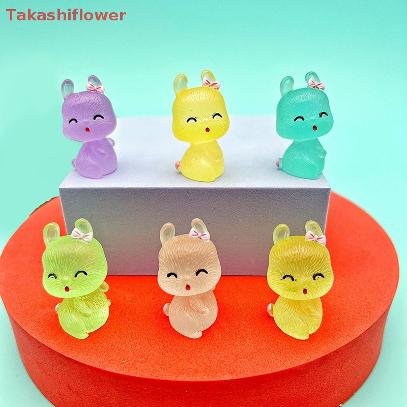 Set 2 Phụ Kiện Trang Trí Điện Thoại Hình Chú Thỏ Mini Bằng Nhựa Resin Dạ Quang DIY