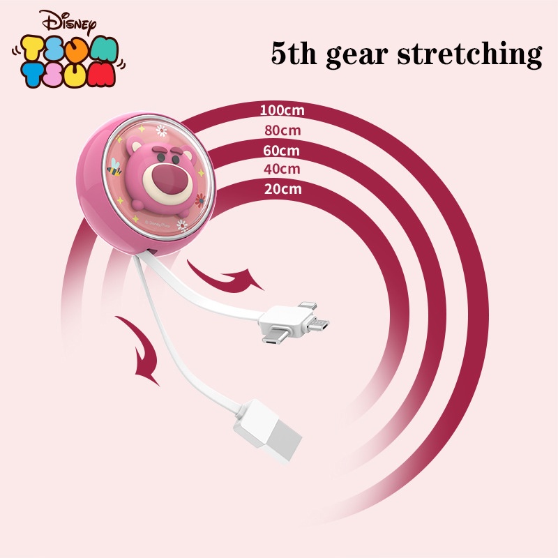 Cáp Sạc Nhanh 3 Trong 1 Cổng Type-C USB Hình Disney Mickey Minnie Winnie Stitch Alien Lotso Cho iPhone Huawei Samsung