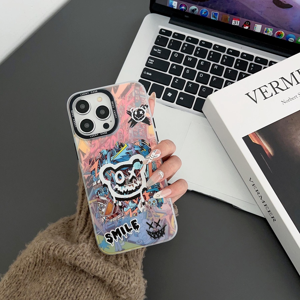 Ốp Điện Thoại Tpu Dẻo Trong Suốt Họa Tiết Graffiti Thời Trang Chống Sốc Cho iPhone 14 13 12 11 Pro Max