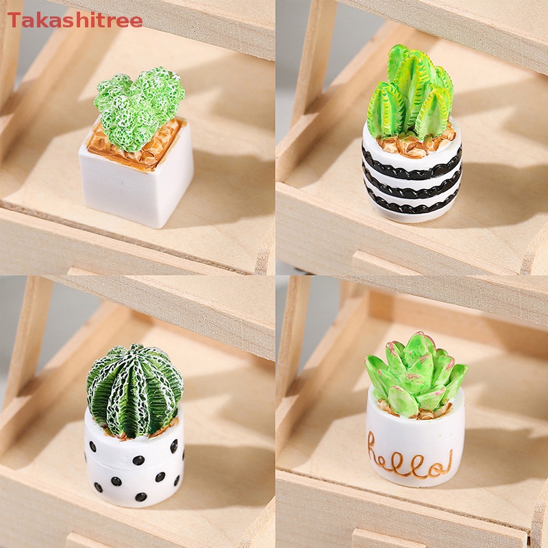 1 / 4 Chậu Cây Mini Tỉ Lệ 1: 12 Dùng Trang Trí Tiểu Cảnh / Nhà Búp Bê