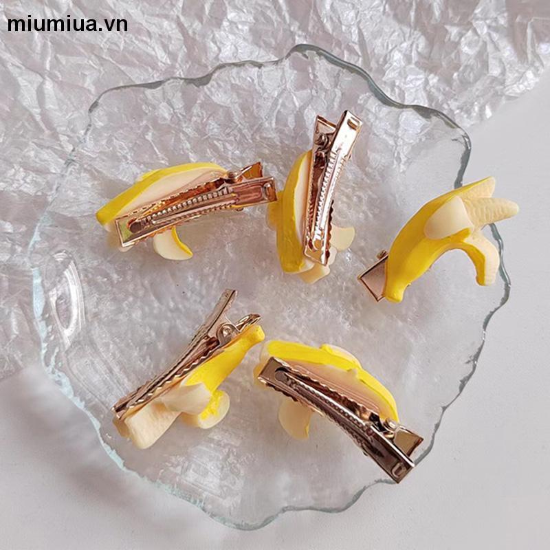 miumiuaKẹp Tóc Hình Quả Chuối Dễ Thương Sáng Tạo Vui Nhộn Cho Bé Gái