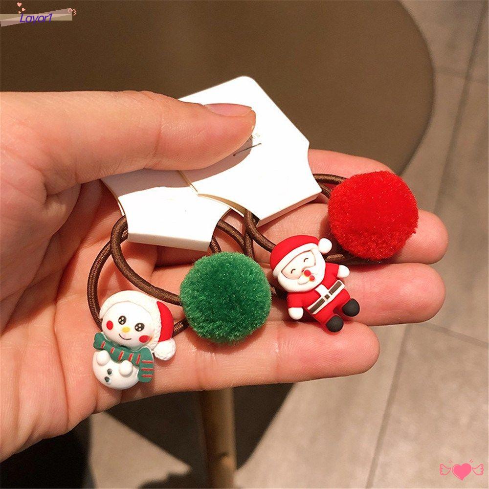 Set 1 / 2 Dây Cột Tóc Cao Su Thiết Kế Giáng Sinh Dễ Thương
