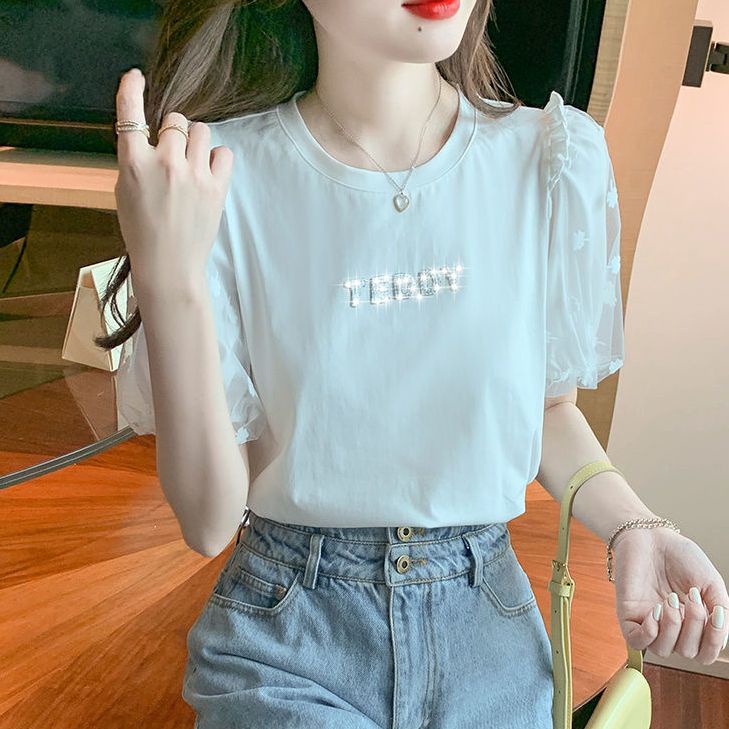 Tao women's fashion/áo ren/áo cộc tay nữ/Áo Thun Nữ/áo phông ngắn/áo thun kiểu/áo thun ôm/áo thun nữ hàn quốc/áo quảng châu nữ/