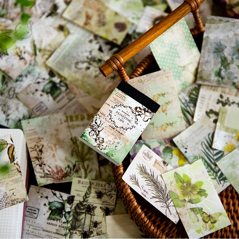 Set 100 Giấy Thủ Công Mini Họa Tiết Hoa Trang Trí Album Ảnh Đa Ứng Dụng