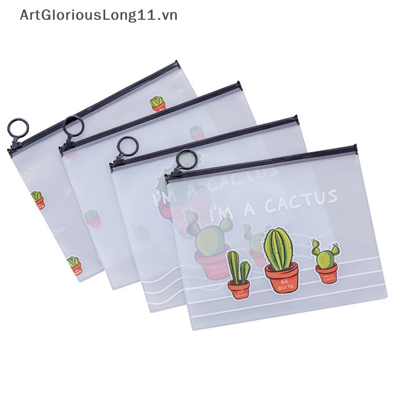 Túi Đựng Tài Liệu Bằng PVC Trong Suốt Chống Thấm Nước Hình Cây Xương Rồng Dành Cho Trẻ Em / Văn Phòng