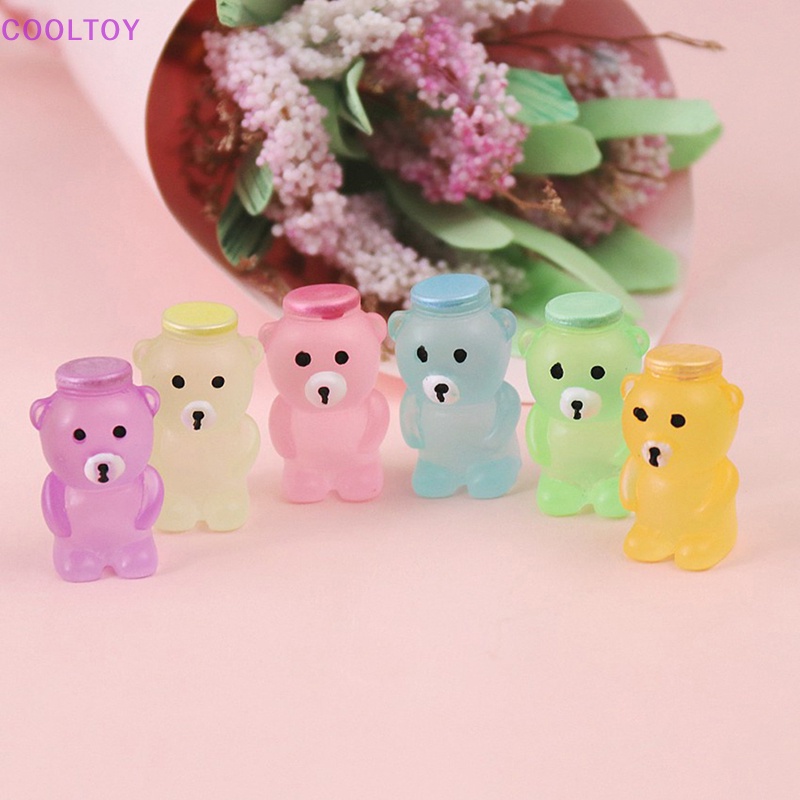 Cooltoy Set 5 Ly Nước Mini Màu Dạ Quang Hình Gấu Dễ Thương Trang Trí Nhà Búp Bê