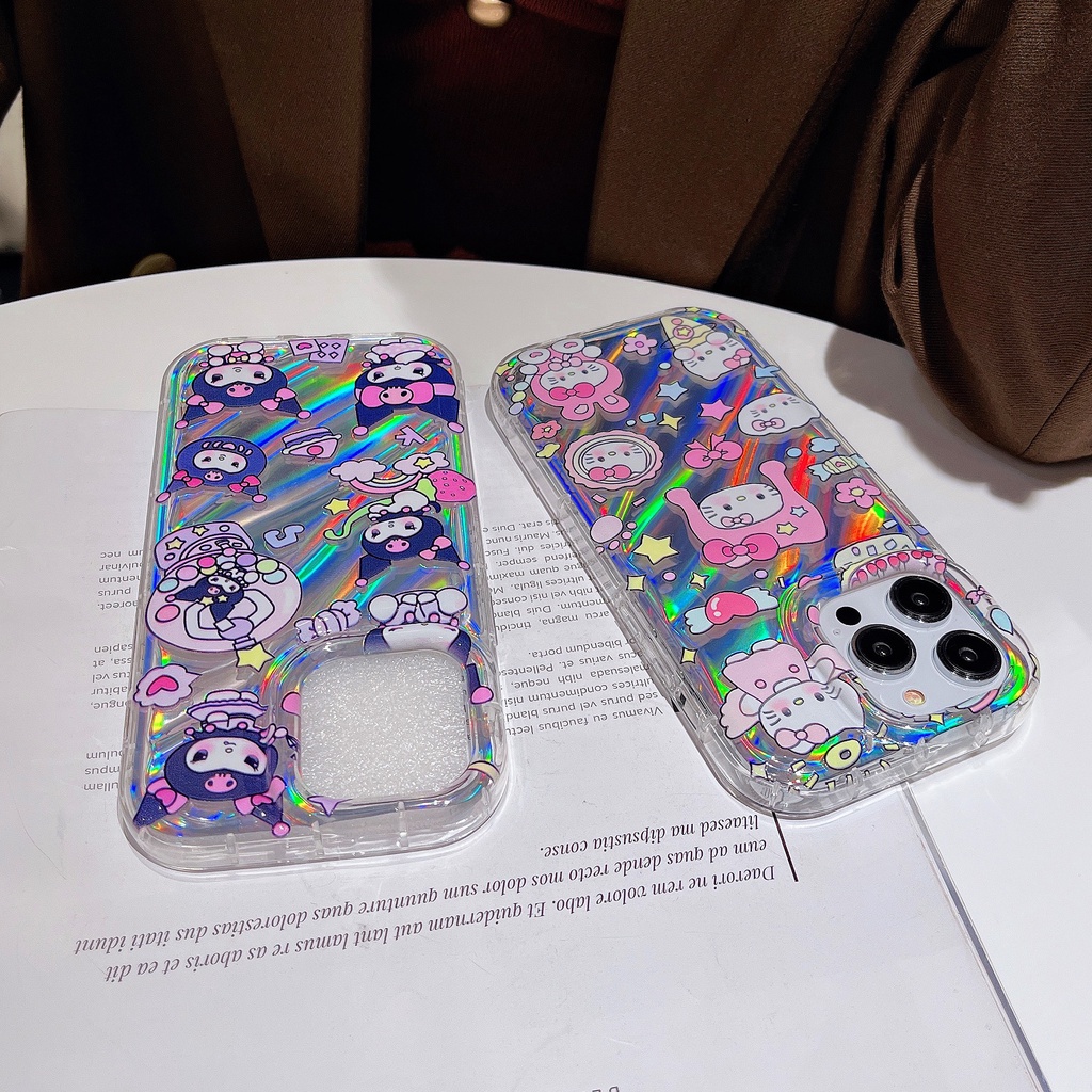 Ốp Điện Thoại TPU Dẻo Trong Suốt Họa Tiết Hoạt Hình Mèo Kuromi Dễ Thương Chống Sốc Cho iPhone 12 13 14 Pro Max