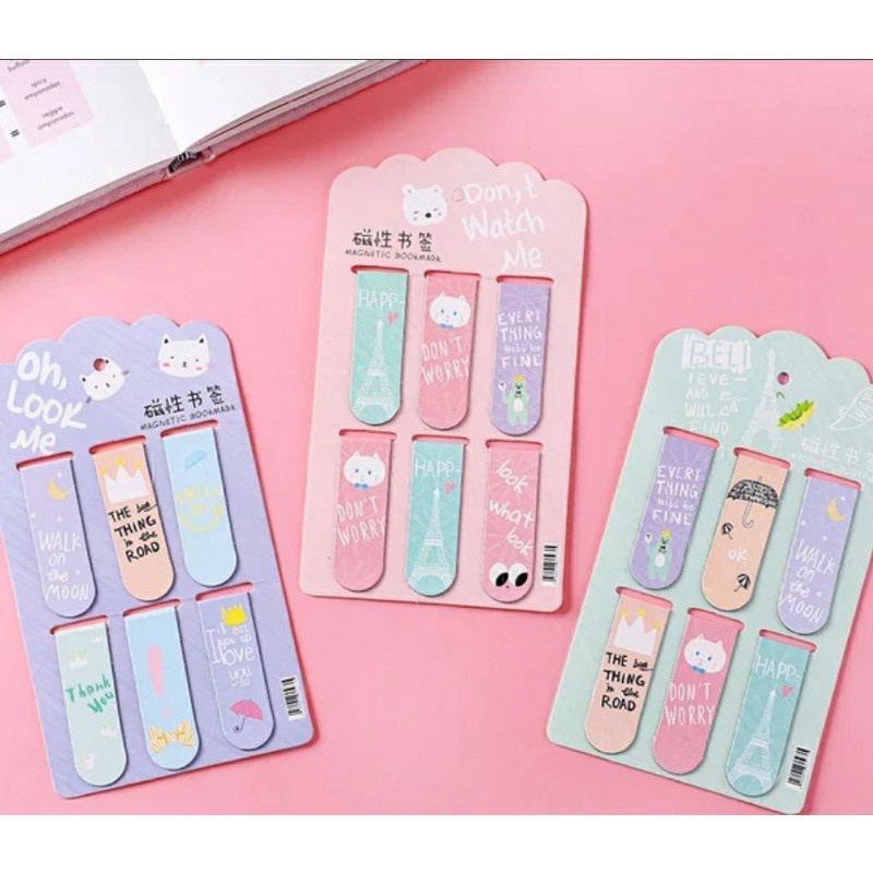 Set 6 chiếc Bookmark nam châm đánh dấu sách hoạt hình