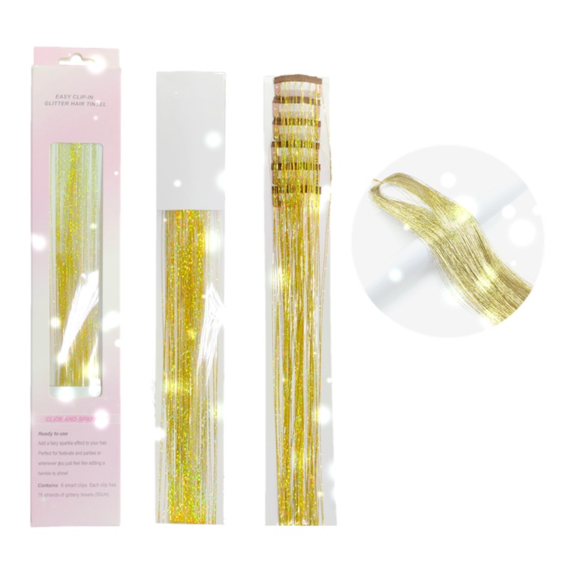 Bộ 6 Chùm Tóc Giả Màu Cầu Vồng Lấp Lánh