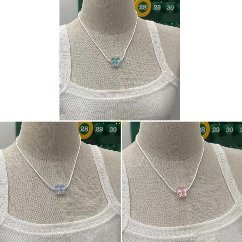 Vòng Cổ Choker Bằng Acrylic Mặt Bướm Y2K Phong Cách Tối Giản Thanh Lịch Dành Cho Nữ