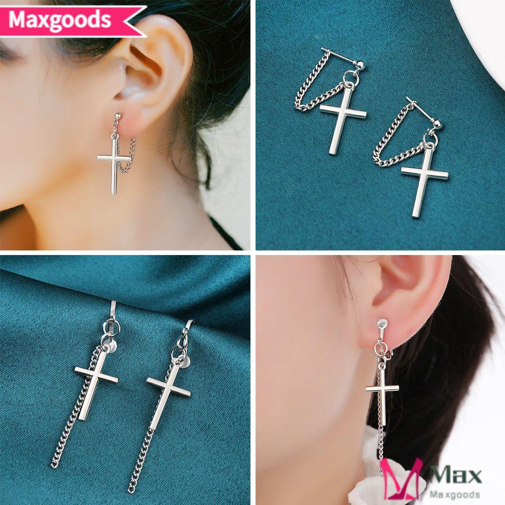 Maxg Bông Tai Dây Xích Chéo Siêu Ngầu Không Xỏ Lỗ