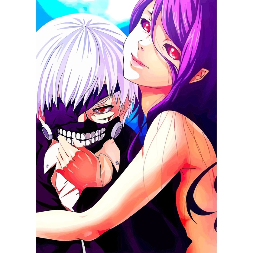 Tranh Sơn Dầu Trang Trí Hình Tokyo Ghoul (Tự Sơn)