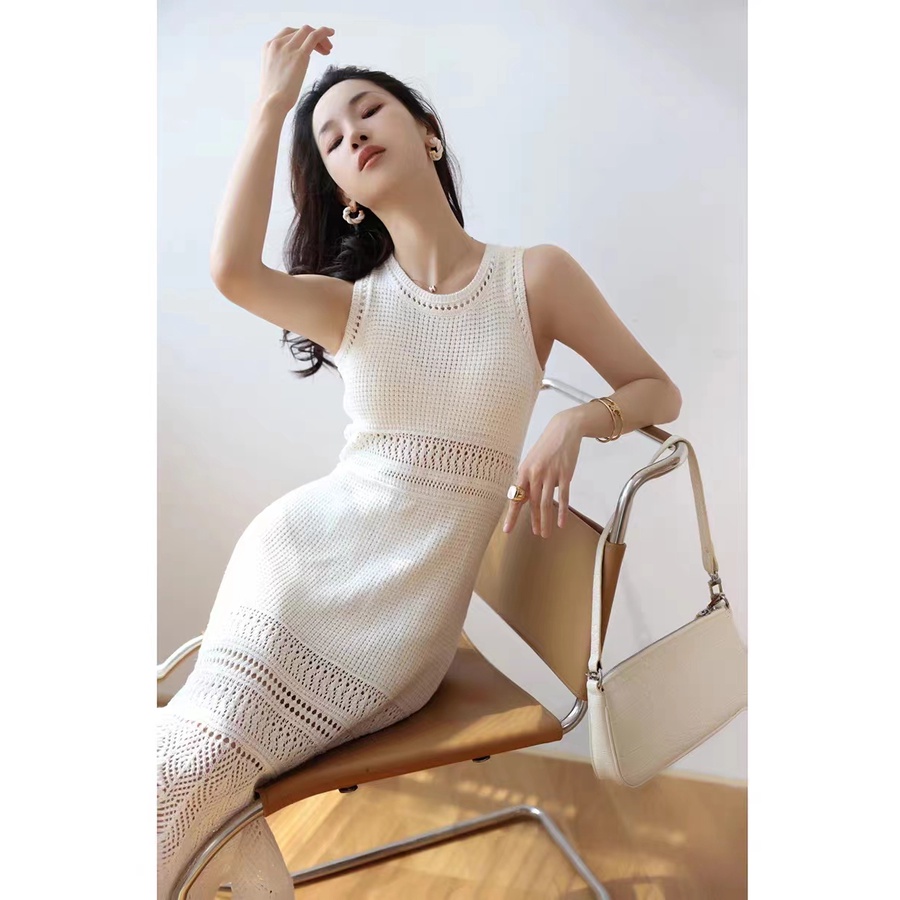 Đầm Dệt Kim Sát Nách Khoét Lỗ Thanh Lịch Thời Trang Mùa Hè Cho Nữ