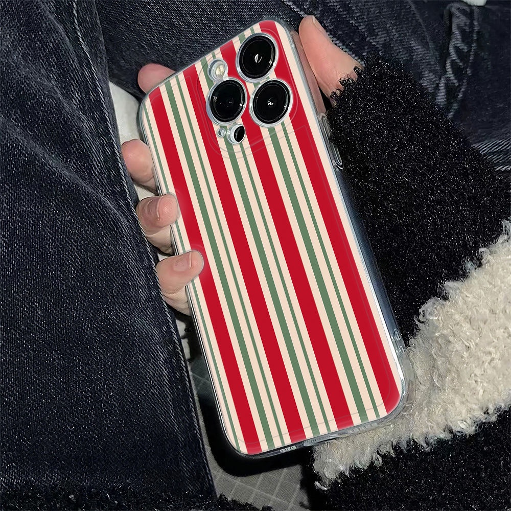 ✅Ốp Điện Thoại Mềm Chống Sốc Họa Tiết Kẻ Sọc Đơn Giản Phong Cách Retro Cho Apple 1378plus14pro iPhone12 6In 11 PKGP