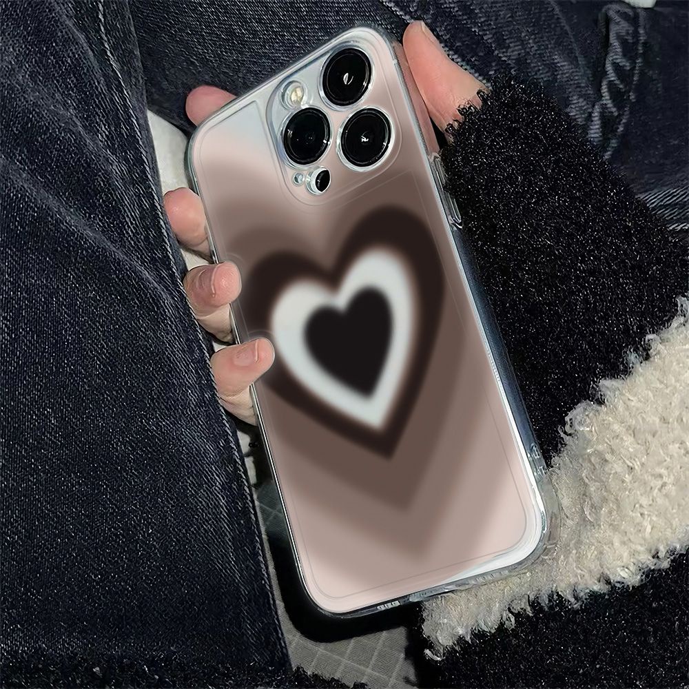 ✅Ốp Điện Thoại Mềm Màu Đen Chống Sốc Hình Trái Tim Cho Iphone 13max 11 14Pro 12Plus 786In UYVE