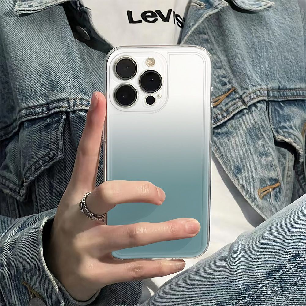 ✅Ốp Điện Thoại Mềm Chống Sốc Màu Gradient Đơn Giản Cho Apple 6In Blue 1314pro plusiPhone1211 78 max 1FR9