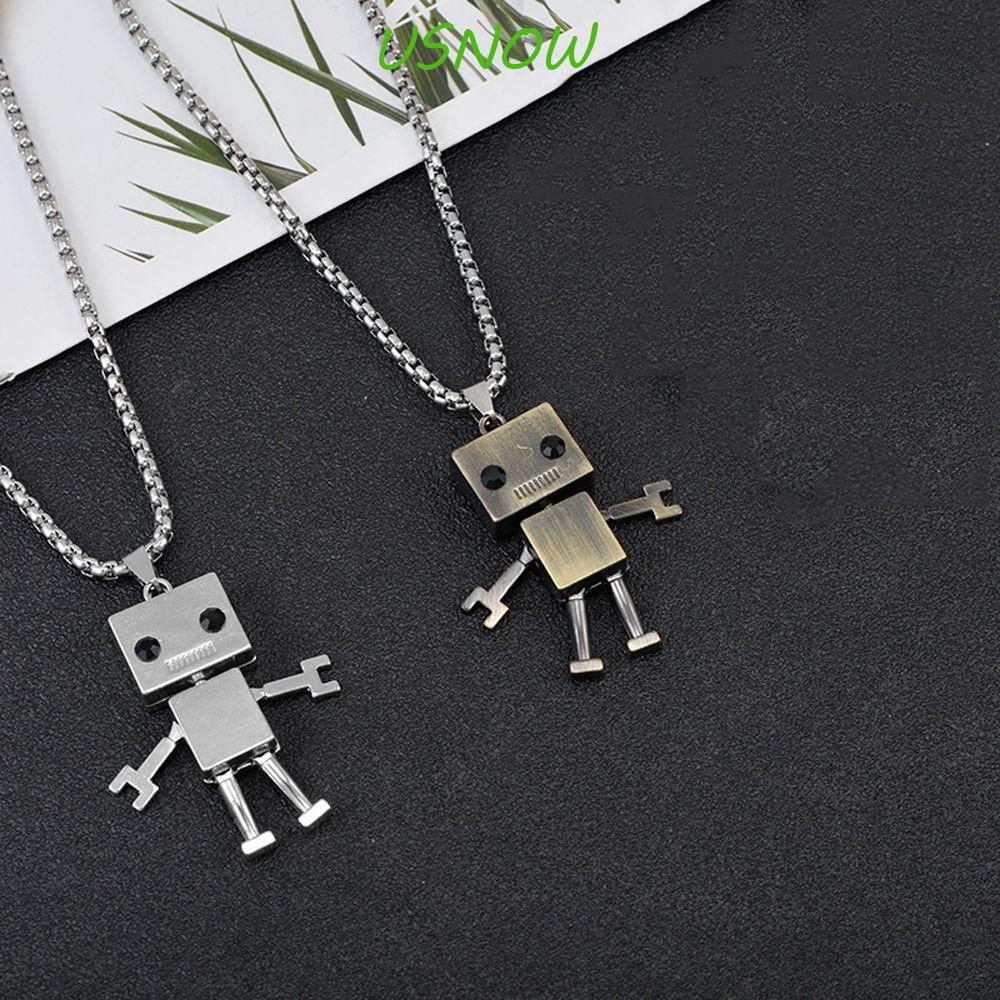 Vòng Cổ Choker Bằng Thép Không Gỉ Mặt Hình Robot Phong Cách Punk Hip Hop Đường Phố