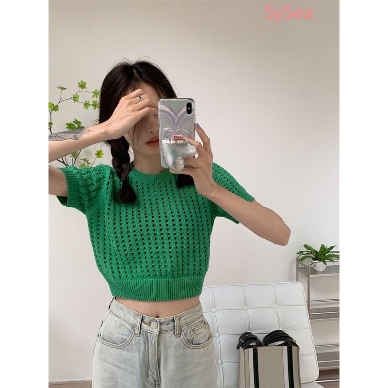 Áo Dệt Kim Thiết Kế Đục Lỗ Thời Trang Mùa Hè Cho Nữ