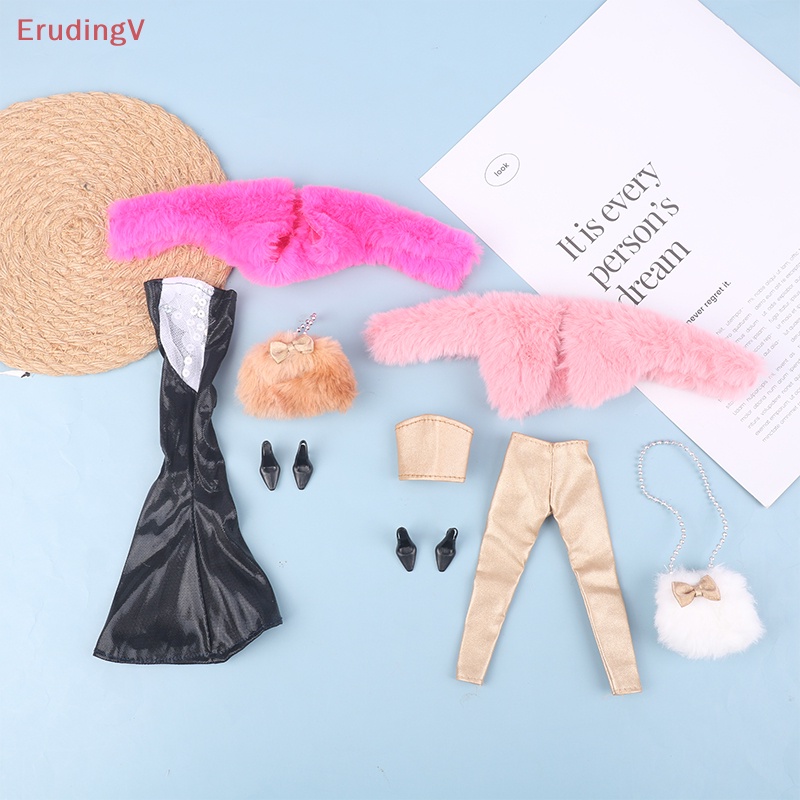 1 Bộ Áo Khoác Lông Không Tay + Đầm / Trang Phục Dành Cho Búp Bê Kích Thước 11.8 inch
