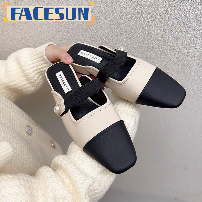 Facesun Dép Muller Gót Nhỏ Không Gót Phong Cách Pháp Có Mùi Thơm Cho Nữ