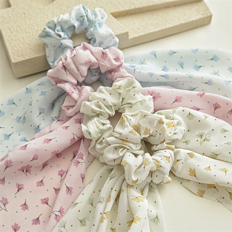 Dây Cột Tóc Vải Bản Lớn In Họa Tiết Hoa Nghệ Thuật Mùa Hè Mới Cho Nữ