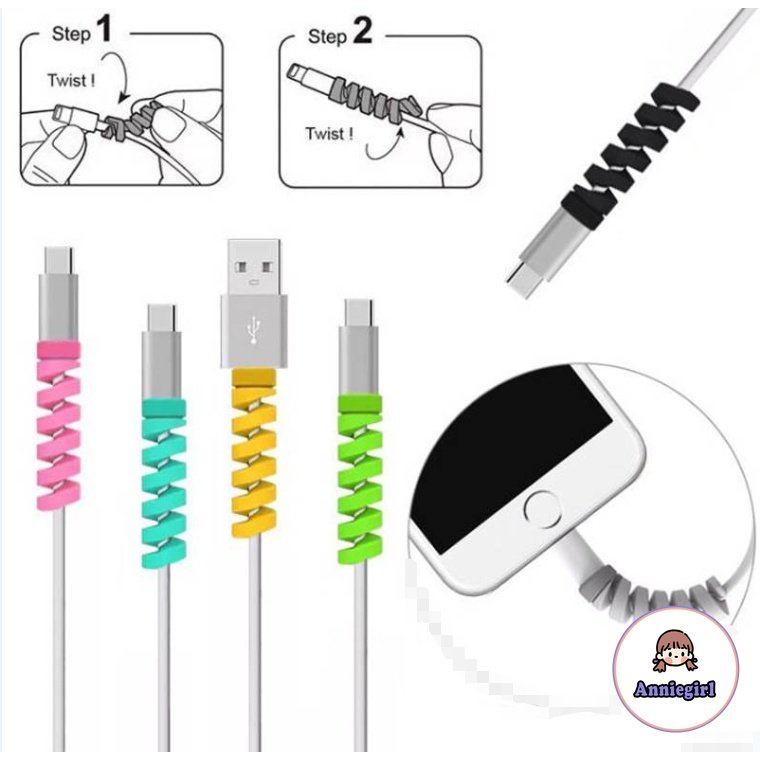 Set 4 Vỏ Bọc Bảo Vệ Dây Cáp Sạc USB Hình Xoắn Ốc Thông Dụng