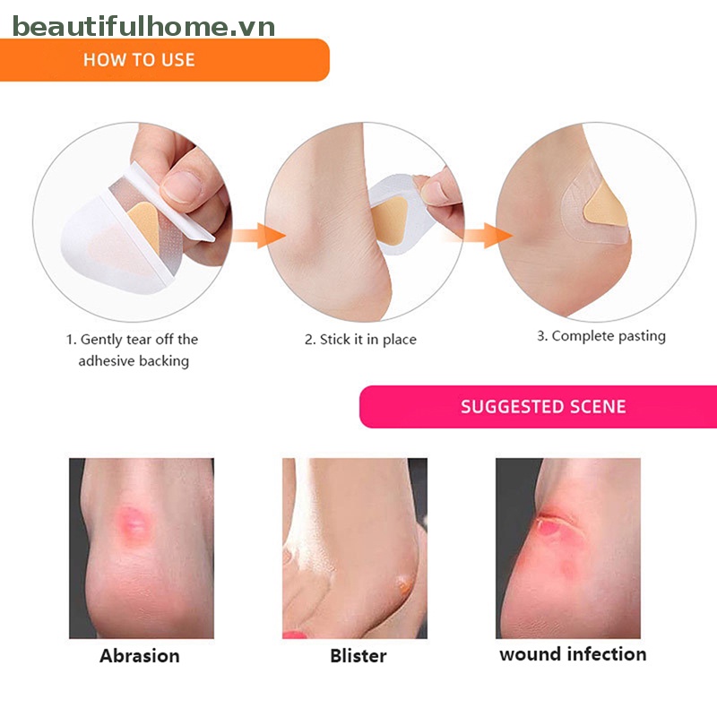 Bộ 10 Miếng Dán Bảo Vệ Gót Chân Chống Thấm Nước Và Chống Blis