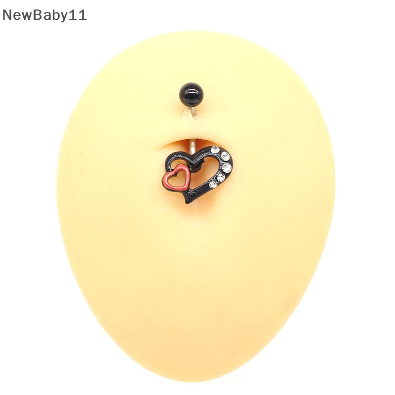 Khuyên Rốn Bằng Thép Không Gỉ Hình Trái Tim Đỏ Thời Trang