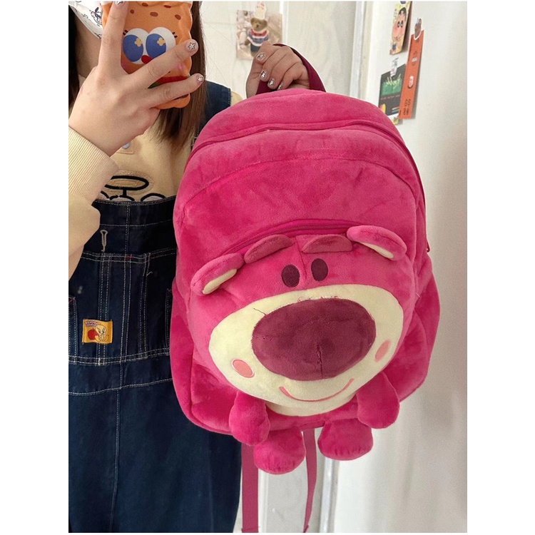 Ba Lô Đi Học Hình Gấu Dâu Tây Hoạt Hình Phong Cách Hàn Quốc Dễ Thương Cho Nữ Sinh Trung Học