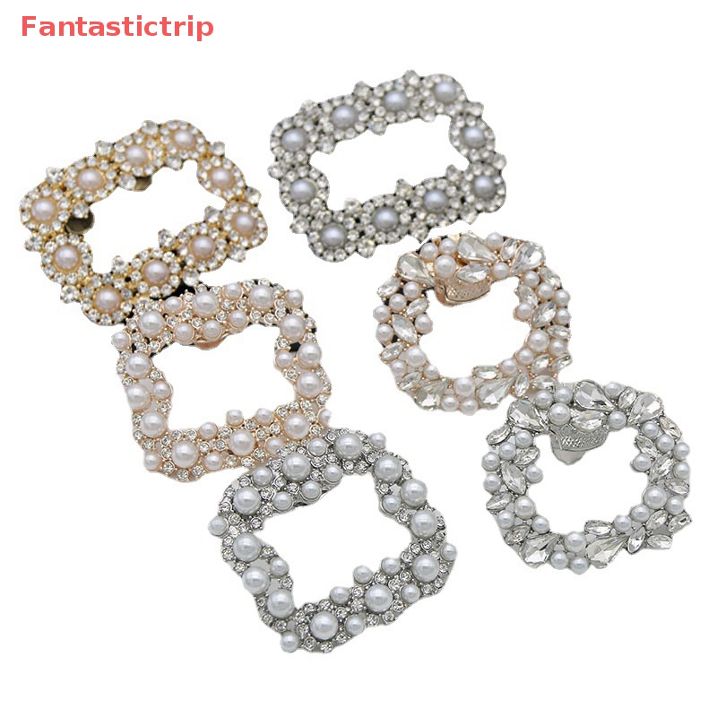 [Fantastictrip] Kẹp Đính Đá Pha Lê Trang Trí Giày Cao Gót Có Khóa Vuông Tháo Rời Được Trang Trí Cho Cô Dâu Mới