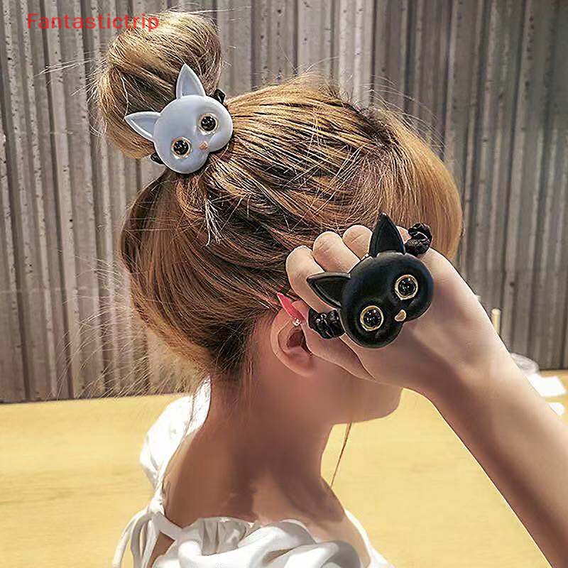 Dây Cột Tóc Cao Su Co Giãn Hình Mèo Dễ Thương Phong Cách Hàn Quốc Cho Nữ