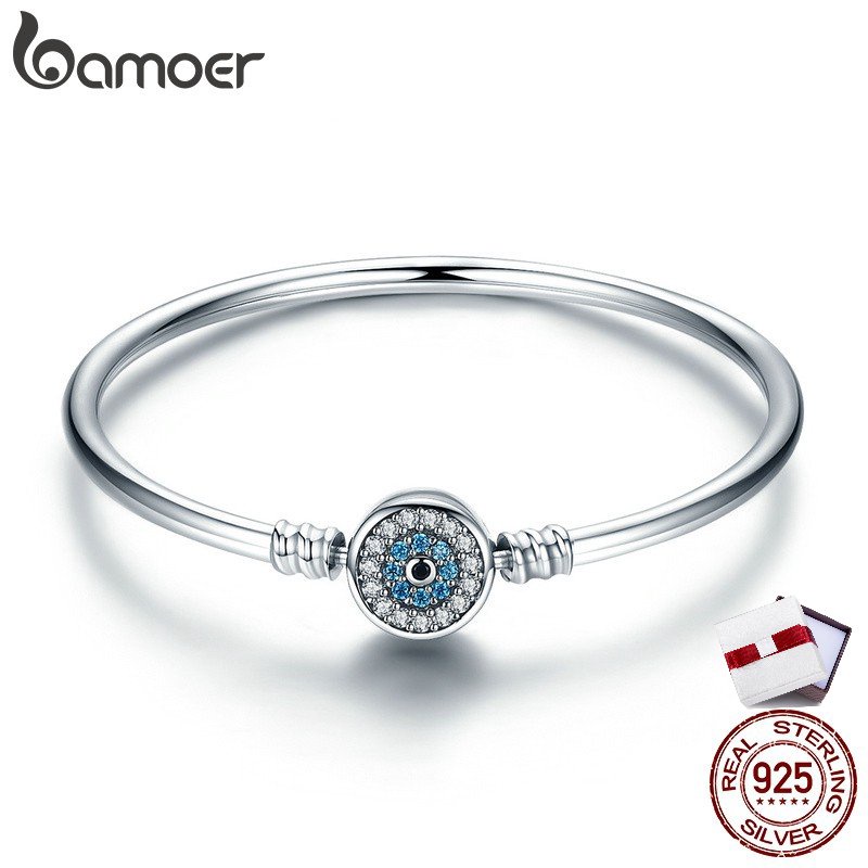 Vòng tay Bamoer chất liệu bạc 925 mặt hình mắt quỷ ngôi sao/bông tuyết thời trang cho nữ