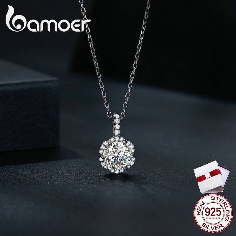 Vòng cổ Bamoer VVS1 bằng bạc 925 đính đá carat moissanite cao cấp thích hợp làm quà tặng cho nam và nữ