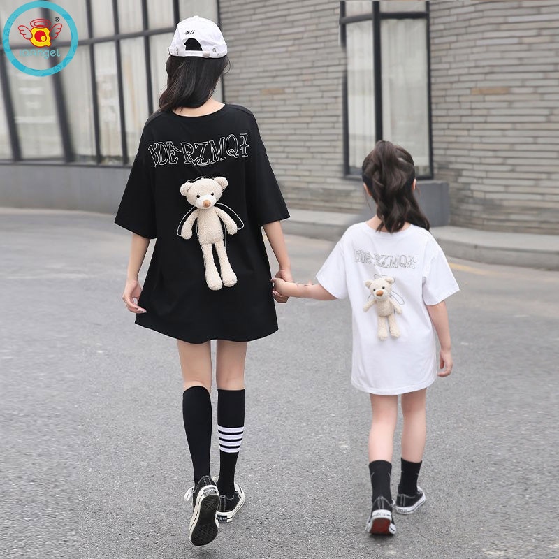 Áo Thun Ngắn Tay Cổ Đứng In Hình Gấu Nhỏ IQ Thời Trang Cho Gia Đình