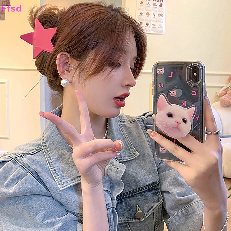 {Ffsd} Kẹp Tóc Acrylic Hình Ngôi Sao Năm Cánh Sáng Bóng Thời Trang Pentagram Y2k