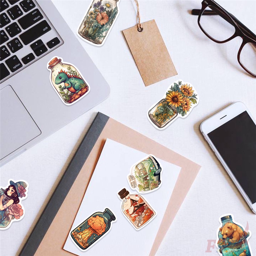 ❉ Sticker Dán Trang Trí Bình Nước Thế Giới Nghệ Thuật 01 ❉ Bộ 50 Sticker Chống Thấm Nước Họa Tiết Doodle Hợp Thời Trang