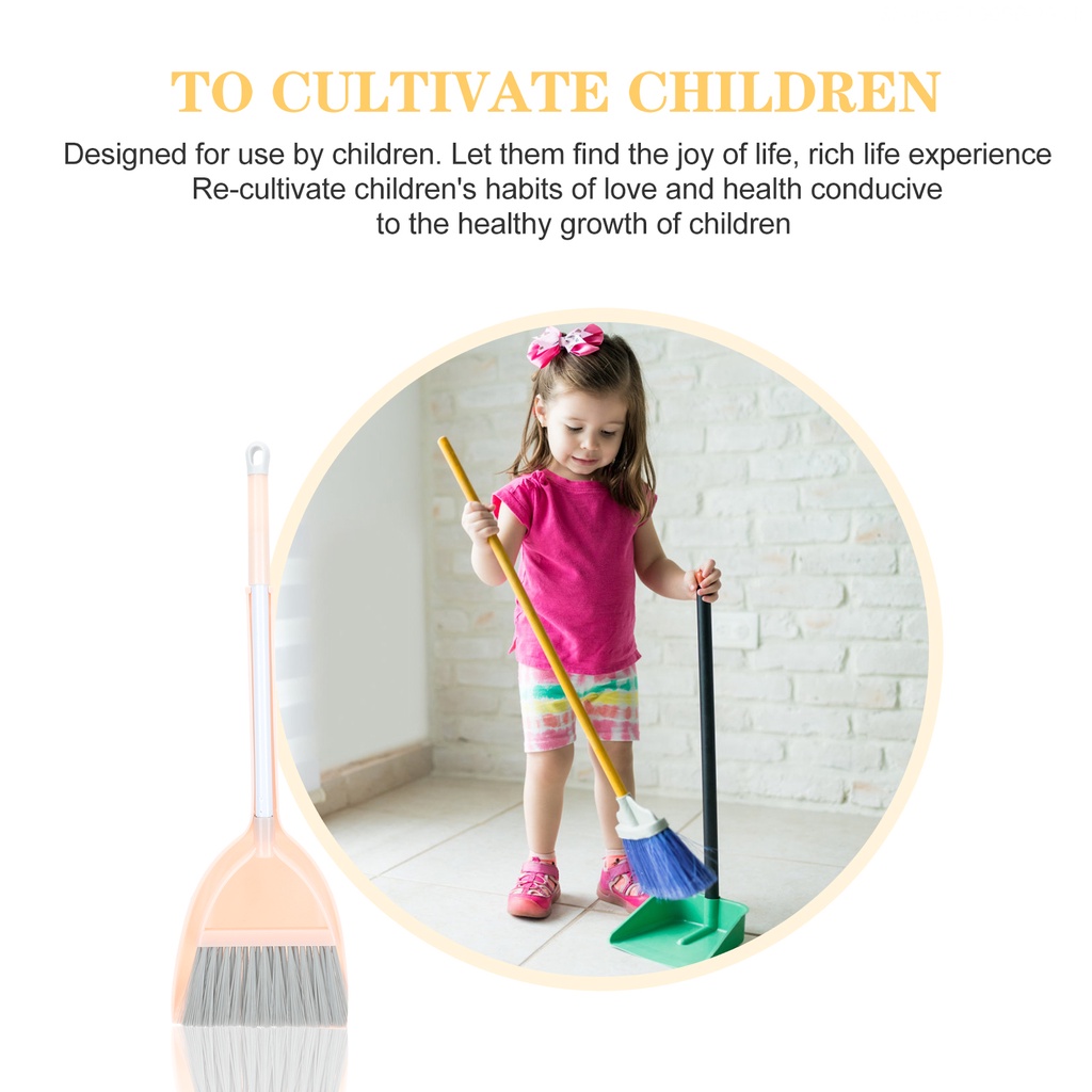 Bộ Đồ Chơi Trẻ Em Gồm Chổi Và Đồ Hốt Rác Mini Bằng Nhựa Và Inox