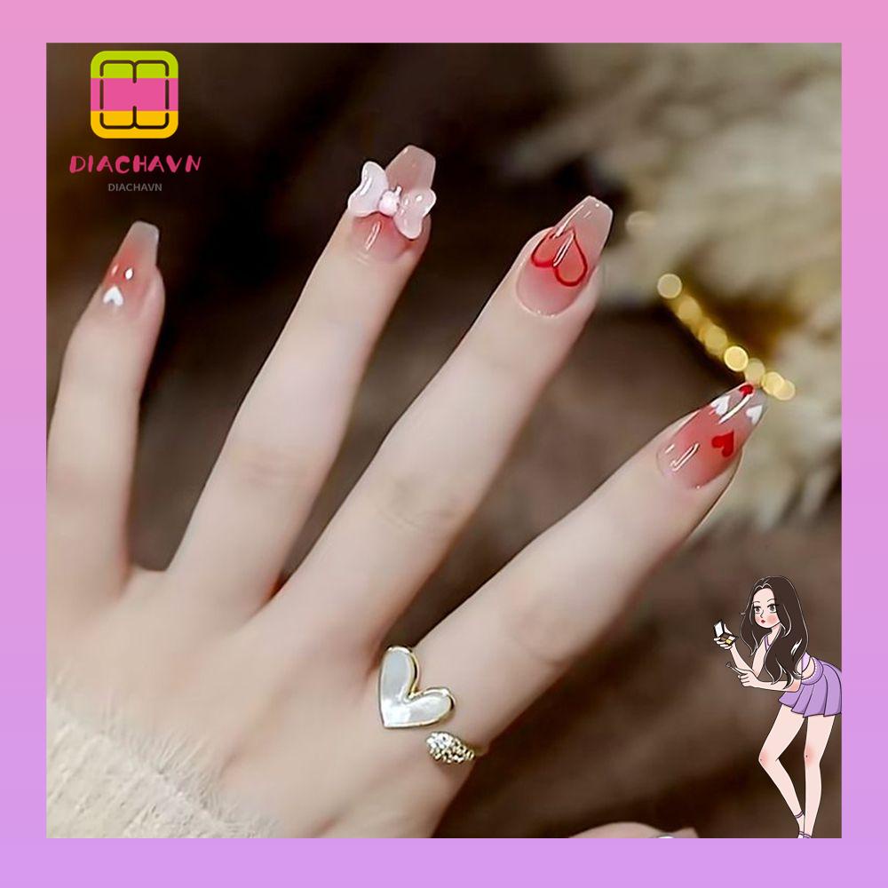 Hộp 24 Móng Tay Giả Che Phủ Toàn Diện Có Thể Tháo Rời